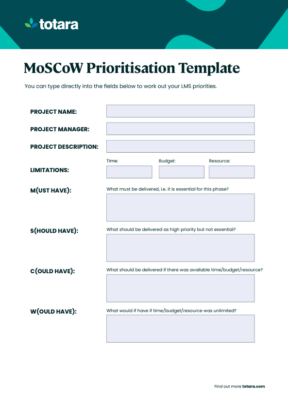 MoSCoW Priorisierungsvorlage totara